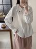 Cardigan feminino de algodão solto com bordado de cachorrinho fofo e fresco estilo japonês, manga longa, camisa branca, atacado