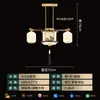 [Transfronteiriço] Luminária Pendente em Novo Estilo Chinês para Sala de Jantar, Luminária de Cabeceira, Luminária Totalmente em Cobre Inspirada no Zen, Pedra de Jade, Balcão de Bar Estilo Song, Estética de Hall de Entrada