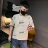 Camiseta de Manga Corta Ajustada con Estampado Floral de Moda para Hombre, Versátil, Estilo Ins, Camiseta Base de Marca de Verano Transfronteriza