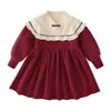 [Infrarrojo Lejano] Vestido de Niña Otoño e Invierno Vestido Suéter Vestido de Princesa Infantil Ropa Cálida Roja Vestido de Cumpleaños Nuevo