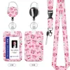 Porta Insignia Metálico con Clip de Lazo Rosa Lindo con Cordón para Tarjeta de Identificación de Empleado de Oficina