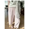 Pantalones Frescos de Verano de Seda Menta 100% Lyocell Delgados con Caída Casual Rectos Sueltos de Nueve Puntos para Mujer