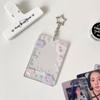 Estuche para tarjetas transparente con purpurina de estilo coreano, pequeño estuche para guardar tarjetas con colgante y diseño de estrellas para niña, estuche protector de tres pulgadas.