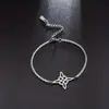 Pulsera de Nudo de Bruja Más Vendida de Amazon, Joyería de Cadena Doble Capa Chapada en Oro de Acero Inoxidable Metálico, Fábrica de Joyería Popular Transfronteriza
