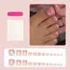 Uñas Portátiles Rosas Estilo Francés Transfronterizas Europeas y Americanas Más Vendidas con Perlas de Acero Blanco y Flores, Uñas de Pies Dulces, Uñas y Uñas de Pies Portátiles