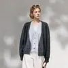 Cardigã de malha em duas cores, marrom melardo, estilo bloco de cores, modelagem solta e emagrecedora para o outono, versátil e moderno