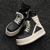Botines de Moda Europeos y Americanos Nuevos Otoño e Invierno 2025 de Caña Alta Triángulo Invertido Negro y Blanco Personalizados Suela Gruesa Engrosados Aumentados Zapatos para Hombre Tendencia