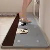 Tapete de Piso de Cocina Tejido Imitación Lino Antideslizante Resistente al Aceite Absorbente de Agua Resistente a la Suciedad Dibujos Animados para el Hogar Peces Pequeños Entrada Felpudo Antideslizante