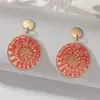 Pendientes Redondos de Cuentas Estilo Bohemio Étnico Moda de Nicho Pendientes Tejidos a Mano Pendientes Transfronterizos Europeos y Americanos para Mujeres