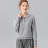Suéter Pulóver Casual Simple de Lana 100% para Mujer, Cuello Polo, Color Puro, de Manga Larga, Moda, Suéter de Lana Básico