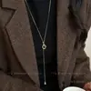 Collar de Piedra Ojo de Tigre Amor Girasol Cadena Larga para Suéter Retro Maillard para Mujer Accesorios de Lujo Ligero de Alta Gama Otoño e Invierno
