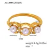 Anillo de Cola de Apertura Lateral con Perla de Acero Inoxidable y Circonita, Chapado en Oro Real de 18K, Anillo de Lujo Ligero de Moda, Joyería que No se Desvanece