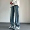 Calça Jeans Rasgada Masculina Verão 2024 Novo Estilo Americano High Street Retro Shuai Lavada plus size Solta Reta