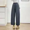 [Especial] Más de 100 kg Talla Grande Otoño Nuevo Sencillo Favorecedor de Figura Cintura Alta Pantalones Globo Casual de Pierna Ancha Largos 1045