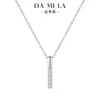 Collar de plata de ley s925 para mujer, barra vertical geométrica con colgante de circonita, cadena para la clavícula, lujo ligero, simple y elegante, gargantilla versátil de una línea