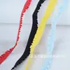 0,6cm em Estoque Colorido Plissado Babado Elástico de Lado Único para Roupa Íntima, Tecido para Roupas de Boneca DIY Feito à Mão, Renda de Borda Alface