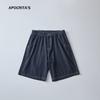 Shorts de Mezclilla Teñidos en Hilo para Hombre de APO Verano Tendencia Marca Transfronterizo Combinan con Todo Holgados Casual Pantalones con Cordón