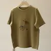 Camiseta de Manga Corta con Estampado de Dibujos Animados Estilo Coreano para Mujer, Primavera Temprana, Corte Holgado Casual, Versátil, Adelgazante, Tejido Cepillado, Top para Capa Interior