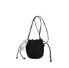 Bolso de Cubo con Cordón de Moda para Mujer 2026 Otoño Nuevo Estilo Versión Coreana para Mujer Bolso de Hombro Único de Cuero Suave Bolso Cruzado de Nicho de Gama Alta