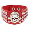 Pulseira Punk Caveira de Couro PU Ecológico Transfronteiriça Estilo Europeu e Americano, Pulseira Personalizada da Moda com Rebites, Pulseira para Noite em Clubes de Rock