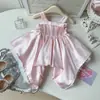 Vestido de Verano para Niñas 2026 Estilo Nuevo Rosa Tirantes Irregular Vestido para Niños Vestido de Princesa