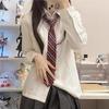 Camisa JK de Manga Comprida Feminina Outono Estilo Japonês Pregueada Organza Camisa Branca e Gravata Empilhadas para Usar Uniforme de terno Estilo Academia Interno