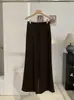 KEKEZOON 2026 Otoño Nuevo Cintura Alta Adelgazante Cordón Casual Pierna Ancha Sueltos Micro Acampanados Pantalones 9030