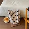 2026 Bolso Cubo de Lona con Lunares Estilo Coreano Nuevo, Bolso de Mano Versátil, Bolso Cruzado de Hombro Único, Bolso Ligero para el Trabajo