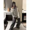 Chaleco casual sin mangas, suéter tejido holgado para mujer, talla grande, diseño otoño/invierno, estilo coreano, nuevo tejido gris