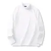 Camiseta base de veludo alemão de lã dupla face outono e inverno masculina slim fit cor sólida gola média manga longa espessa quente top