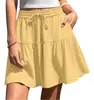 2026 Verano Nuevo Ropa Femenina Transfronteriza Amazon Wish Comercio Exterior Europeo y Americano Color Sólido Holgado Casual Falda con Cordón
