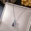 Corrente de clavícula em aço titânio estilo nacional retrô pingente de cadeado da paz de jade temperamento versátil acessórios de estilo chinês de alta qualidade