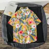 Camisa hawaiana retro de Hong Kong con estampado floral completo de manga corta para hombres y mujeres Traje estilo tailandés camisa de playa