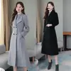 Cortavientos 2026 Otoño e Invierno Nuevo Estilo Abrigo de Lana para Mujer, Hasta la Rodilla Engrosado Tallas Grandes Solapa Ultralargo Ajustado Ceñido a la Cintura Abrigo