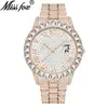 Missfox Nueva Tendencia Europea Moda Impermeable Hip Hop Completo de Diamantes Pulsera de Reloj para Hombre Venta Directa de Fábrica