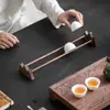 Estante para Tazas de Té de Madera de Nogal, Accesorios para Ceremonia del Té de Madera Maciza, Juego de Té para el Hogar, Accesorios de Almacenamiento con Secado y Drenaje para Tazas Kung Fu