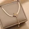 Collar Colgante Mariposa Esmaltada de Acero de Titanio Nicho Lujo Accesible No se Desvanece Simple Elegante Collar Popular Más Vendido Cadena para la Clavícula