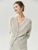 Cardigan de Hilo Herbalife 75% Cachemir 25% Seda de Morera Cuello en V para Mujer Tejido Fino Hueco Prenda Exterior Superior