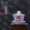 Tigela de Cerâmica Coberta de Porcelana Azul e Branca de Dehua Doméstica Tigela de Chá Sancai Kung Fu Única Xícara de Chá Fabricante Atacado