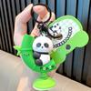 Llavero de panda de dibujos animados con música de resorte mecedor, girar para ganar dinero, llavero colgante de panda pequeño, regalo al por mayor
