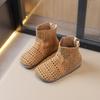 9923 Zapatos para Niños 2025 Verano Nuevo Estilo Coreano Niñas Tallado Retro Hueco Botas Romanas Altas Zapatos de Princesa Zapatos de Moda