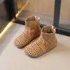 Estilo Nuevo de Verano Botines Transpirables con Cortes para Niños Sandalias Romanas de Moda para Niñas Botas de Cuero Antideslizantes para Bebés de 3-6 Años