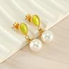 Pendientes de perlas de alta calidad con nicho de ópalo y gota de agua, estilo retro artístico, para otoño e invierno de 2023 para mujer