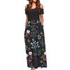 2023 Aliexpress Transfronterizo Nuevo Vestido Slim Europeo y Americano con Hombros Descubiertos para Mujer Moda Casual Estampado Falda Larga para Mujer