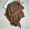 Chal de Punto Cruz Mezcla de Lana Color Sólido para Primavera y Otoño, Envoltorio Cálido de Cuello y Hombro Versátil y Moderno