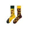 Calcetines de Moda Originales Asimétricos Estilo AB para Mujer Calcetines de Algodón de Verano Zhejiang Arte de Dibujos Animados Personalizado Calcetines de Algodón de Tubo Medio para Hombres y Mujeres