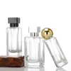 Nueva Tapa Esférica Transparente Rectangular Cuadrada Cabezal Atomizador Ultra Fino de Fondo Grueso Botella de Perfume Rellenable Cosméticos Botella de Vidrio