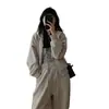 Sudadera Casual de Otoño e Invierno, Conjunto Deportivo para Mujer, Moda Estilo Hong Kong, Pantalones de Pierna Ancha Adelgazantes y Rejuvenecedores, Conjunto de Dos Piezas con Capucha para Correr, Moderno