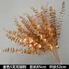 Folha de Dinheiro de Casamento Eucalipto Plástico Flor Artificial Flor de Folha Redonda Dourada Vermelha Arranjo Floral com Grama Buquê Decorativo para Sala de Estar