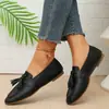 Comercio electrónico transfronterizo, talla grande, nueva colección de otoño 2026, mocasines planos sin cordones de punta cuadrada, mocasines casuales para mujer, zapatos planos de cuero